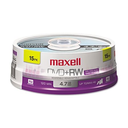 Maxell Maxell, Dvd+rw Discs, 4.7gb, 4x, Spindle, Silver, 15PK 634046